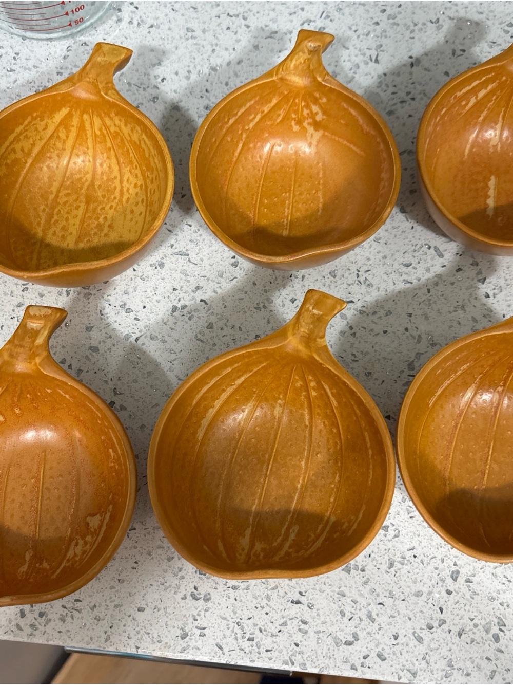 Set of 6 Onion-Shaped Ceramic Dishes in Burnt Orange